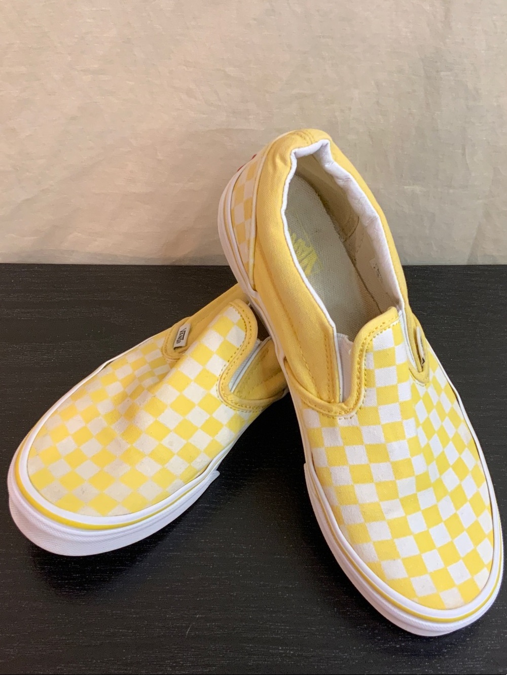 Vans Classic Yellow Slip-On Checkerboard Sneakers